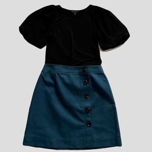 (16) Ann Taylor A-Line Skirt, Size 4P, Canvas Fabric, Teal color, New w/ Tag